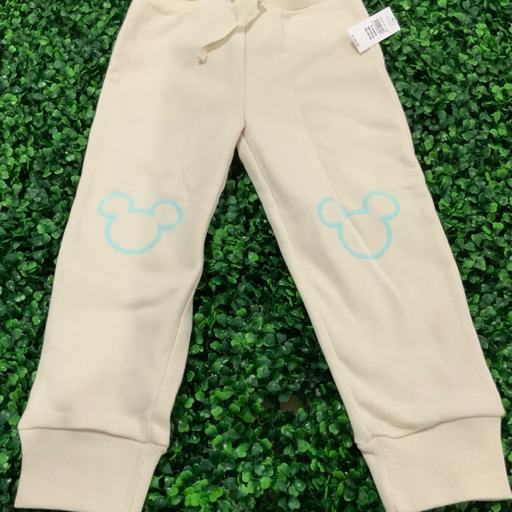 Tan Sweatpants with Blue Mickey logo